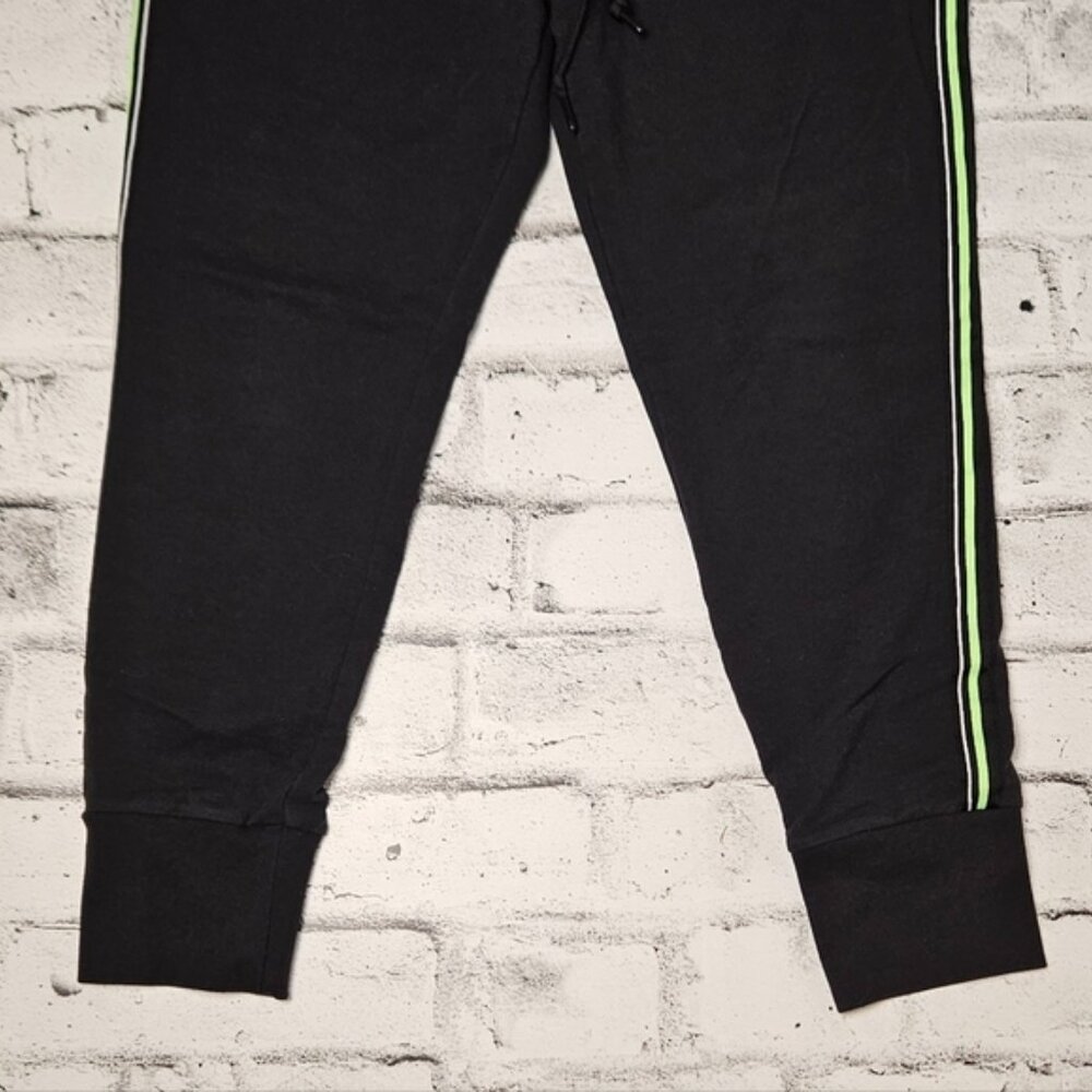 Victoria’s Secret PINK Black Joggers Green Stripe Y2K Athleisure - Size M - Picture 5 of 6